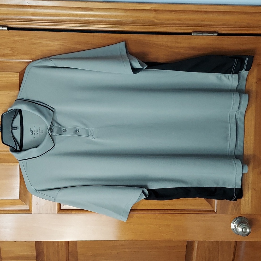 Ultra Club Cool & Dry Gray Polo with Black Trim, Breathable Size 2XL, Like New ▪